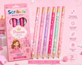 Scribello Princess Dreams Pencil Set ✨ | Personalized Girls Stationery (Pack of 6)